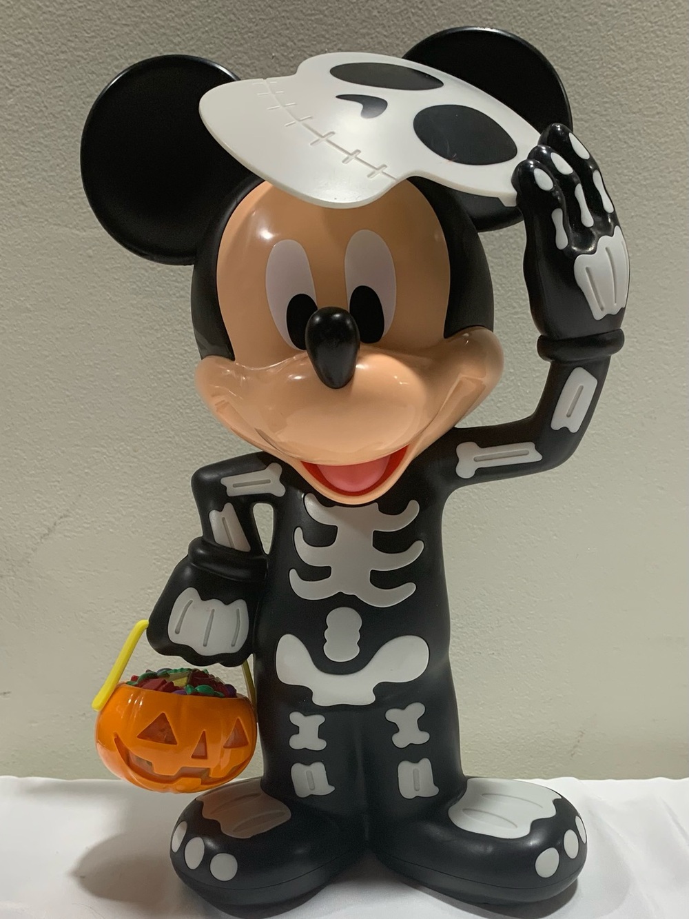 Disney Parks 2003 glow in the dark Skeleton Mickey Mouse Popcorn Bucket - 14” ta